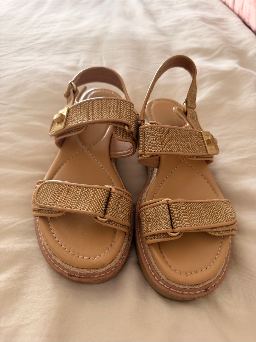 Women’s Tan Slingback Textured Strap Sandals